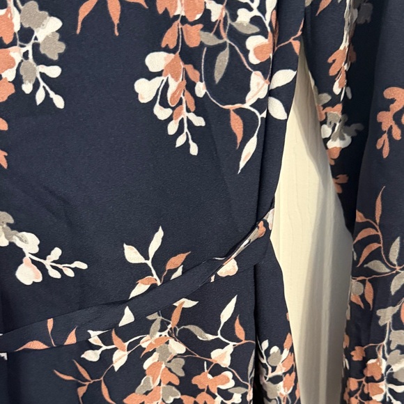 LOFT Navy Floral Long Sleeve Dress - Picture 8 of 10